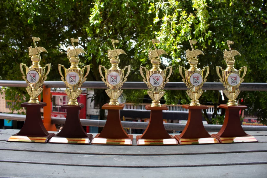 Trofeos entregados a los ganadores del festival de la canción