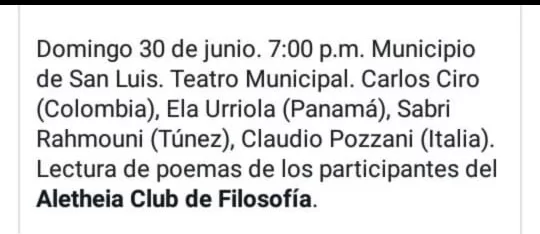 Artistas Invitados al 29 Festival Internacional de Poesia de Medellin en San Luis